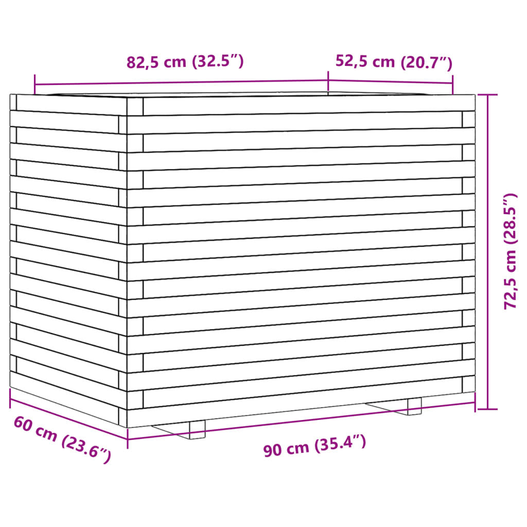 Garden Planter 90x60x72.5 cm Impregnated Wood Pine