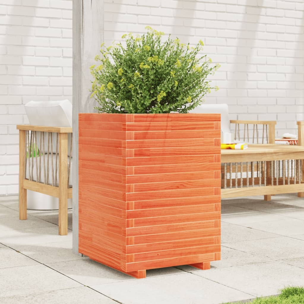 Garden Planter Wax Brown 50x50x72 cm Solid Wood Pine
