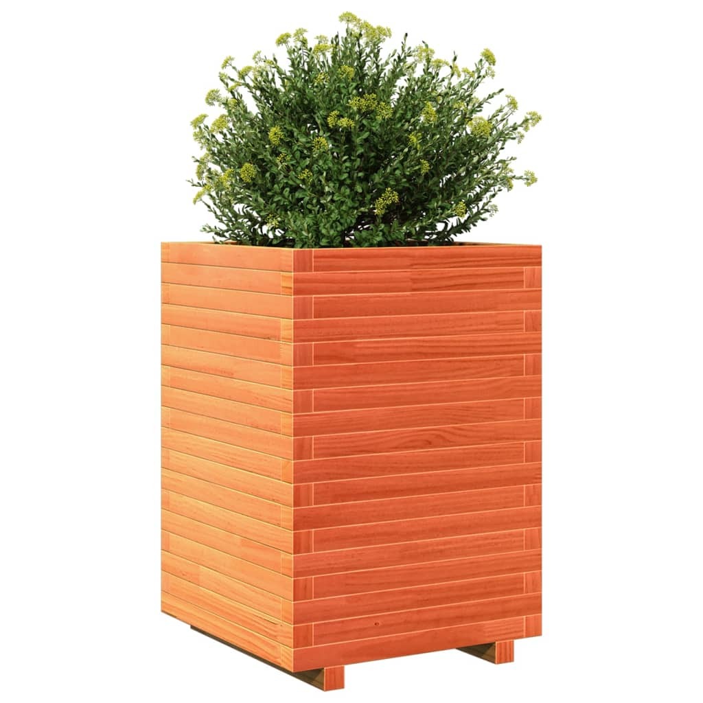 Garden Planter Wax Brown 50x50x72 cm Solid Wood Pine