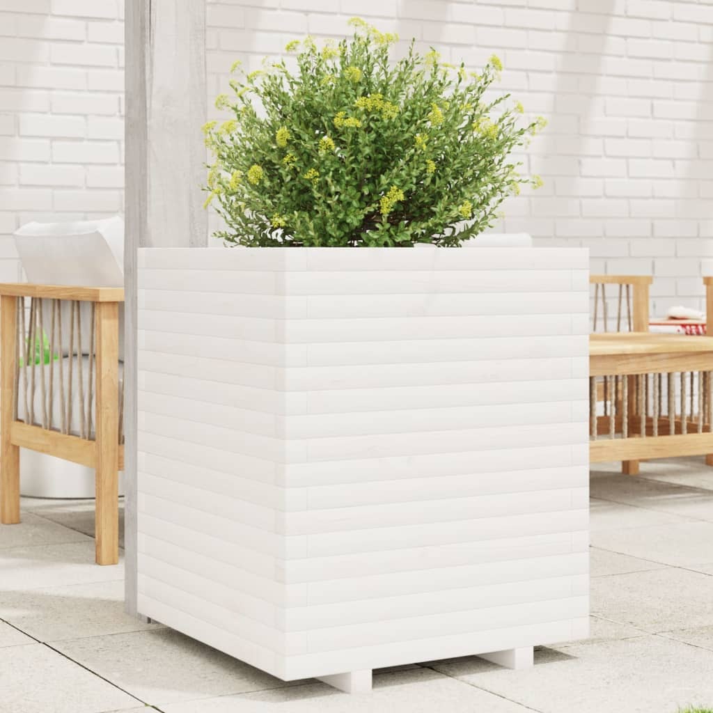 Garden Planter White 60x60x72 cm Solid Wood Pine