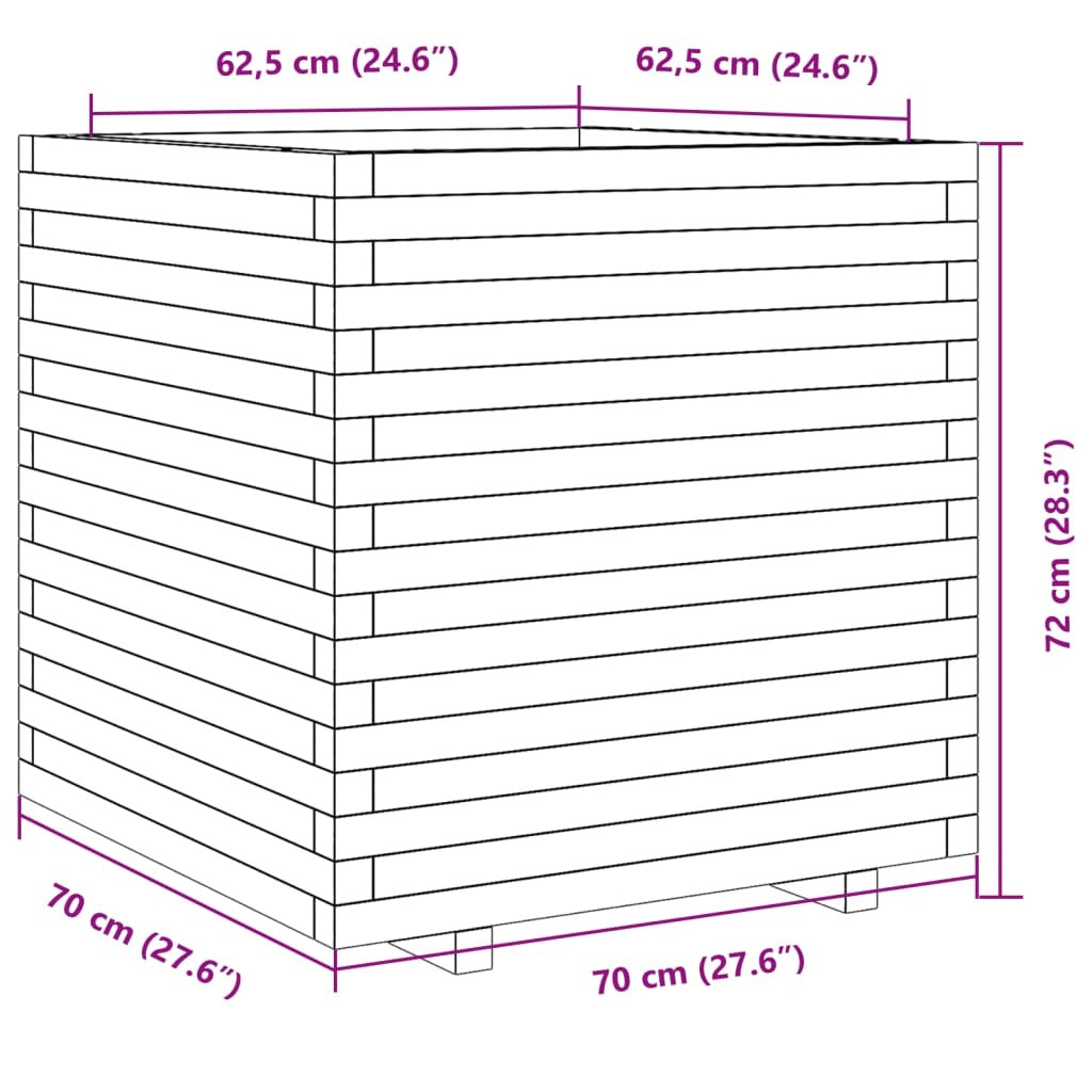 Garden Planter 70x70x72 cm Solid Wood Pine