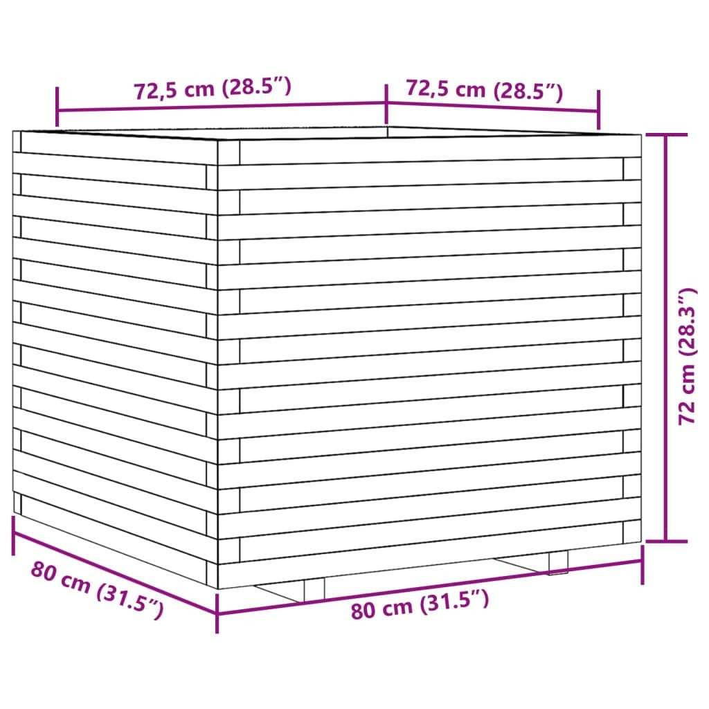 Garden Planter Wax Brown 80x80x72 cm Solid Wood Pine