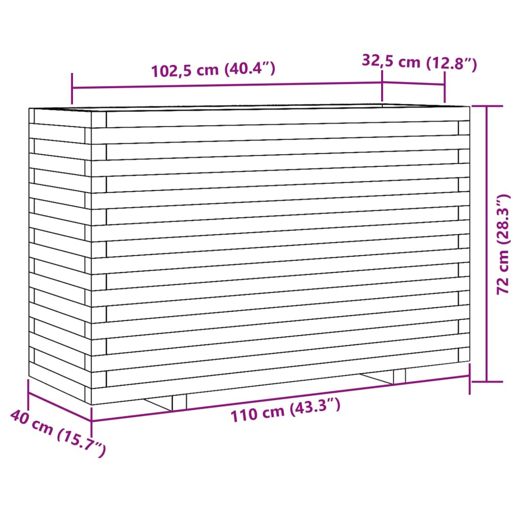 Garden Planter Wax Brown 110x40x72 cm Solid Wood Pine