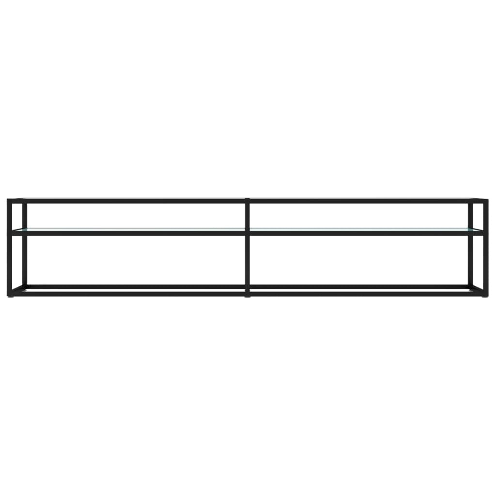 TV Cabinet White Marble 200x40x40.5 cm Tempered Glass