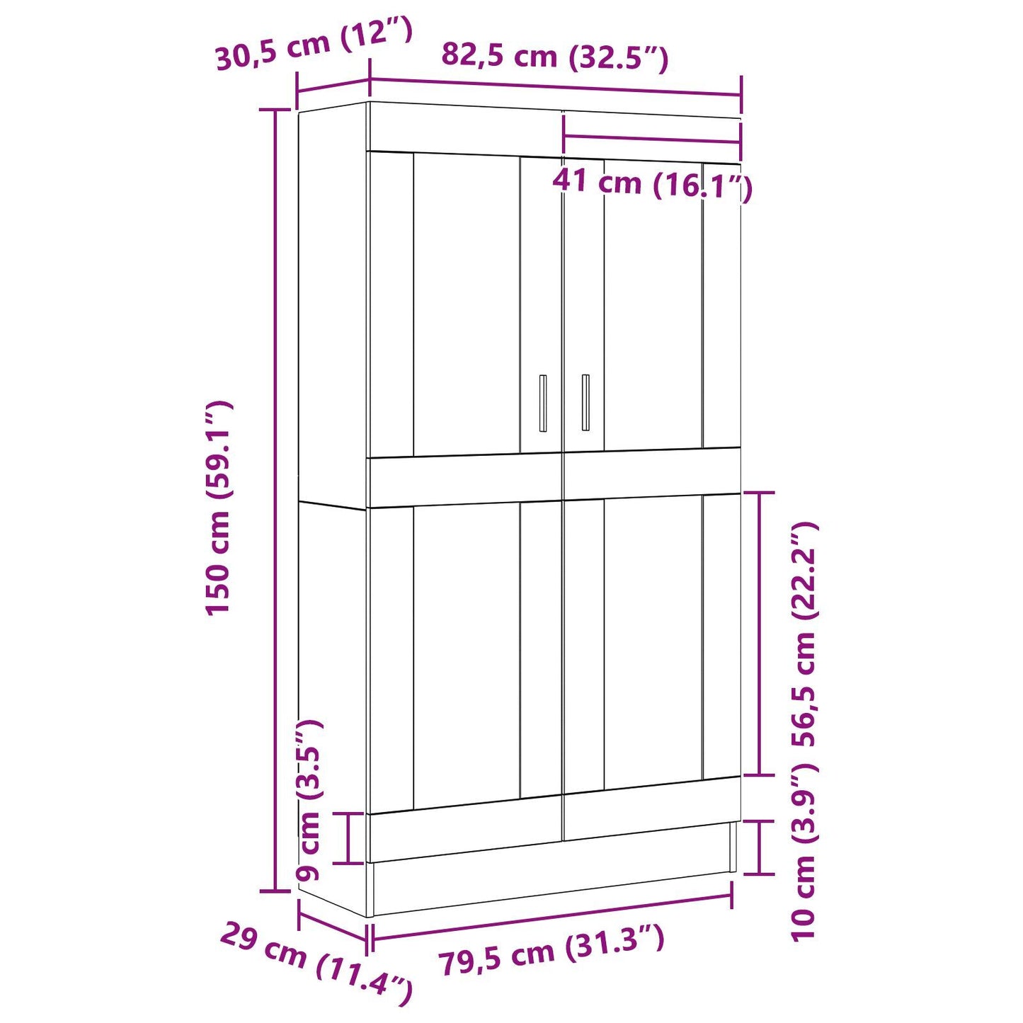 Book Cabinet Black oak 82.5 x 30.5 x 150 cm Engineered wood