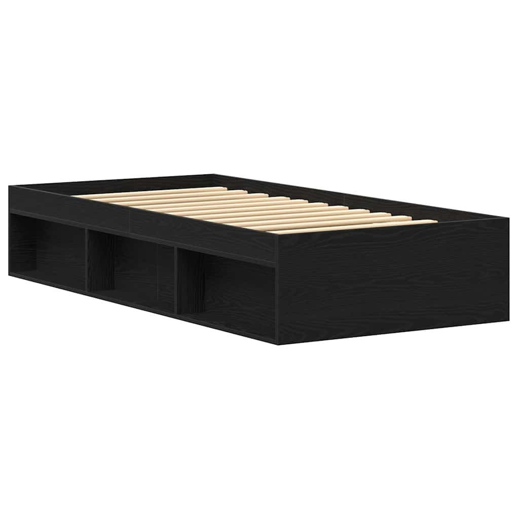 Bed Frame without Mattress Black Oak 90x190 cm Engineered Wood