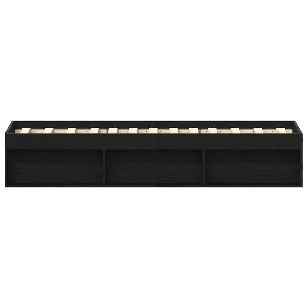Bed Frame without Mattress Black Oak 90x190 cm Engineered Wood