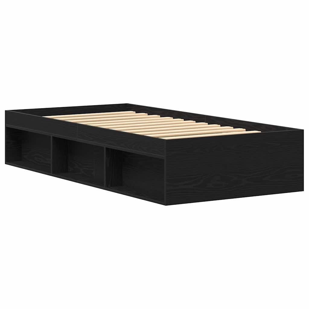 Bed Frame without Mattress Black Oak 90x190 cm Engineered Wood