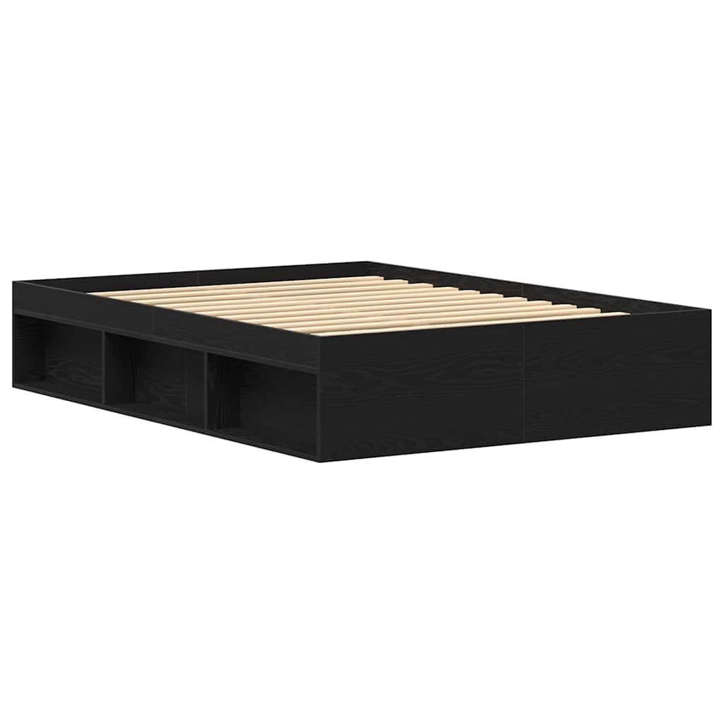Bed Frame without Mattress Black Oak 140x190 cm Engineered Wood