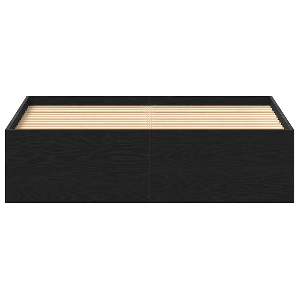Bed Frame without Mattress Black Oak 140x190 cm Engineered Wood
