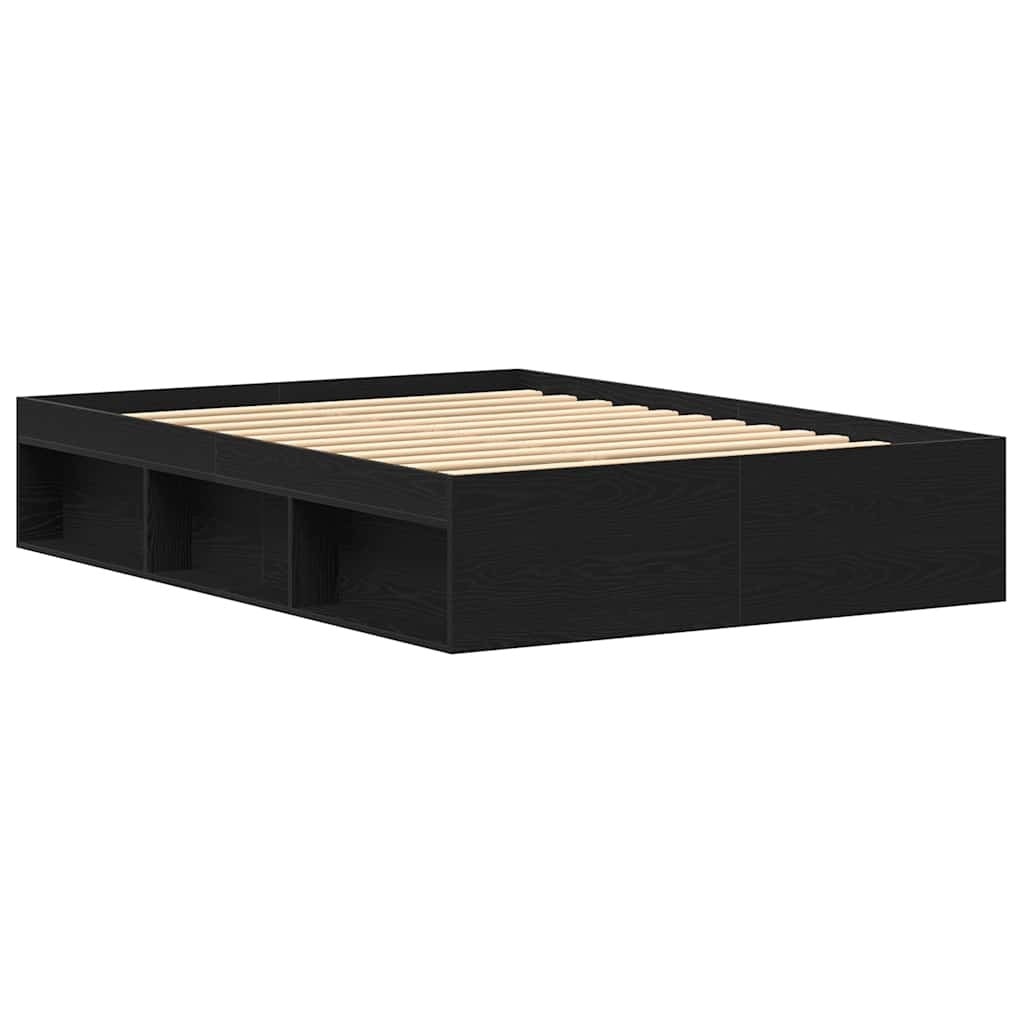 Bed Frame without Mattress Black Oak 140x190 cm Engineered Wood