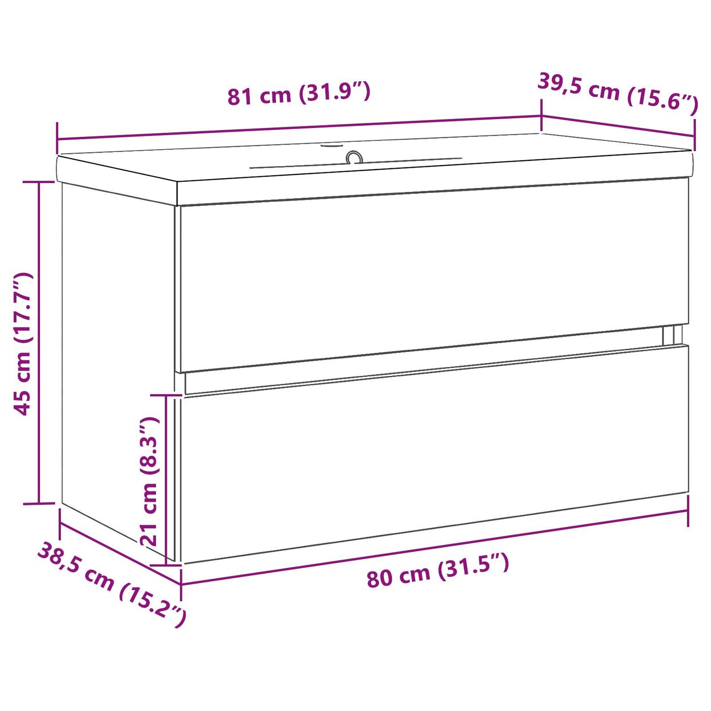 Sink Cabinet Black oak 80 x 39 x 62 cm Engineered wood