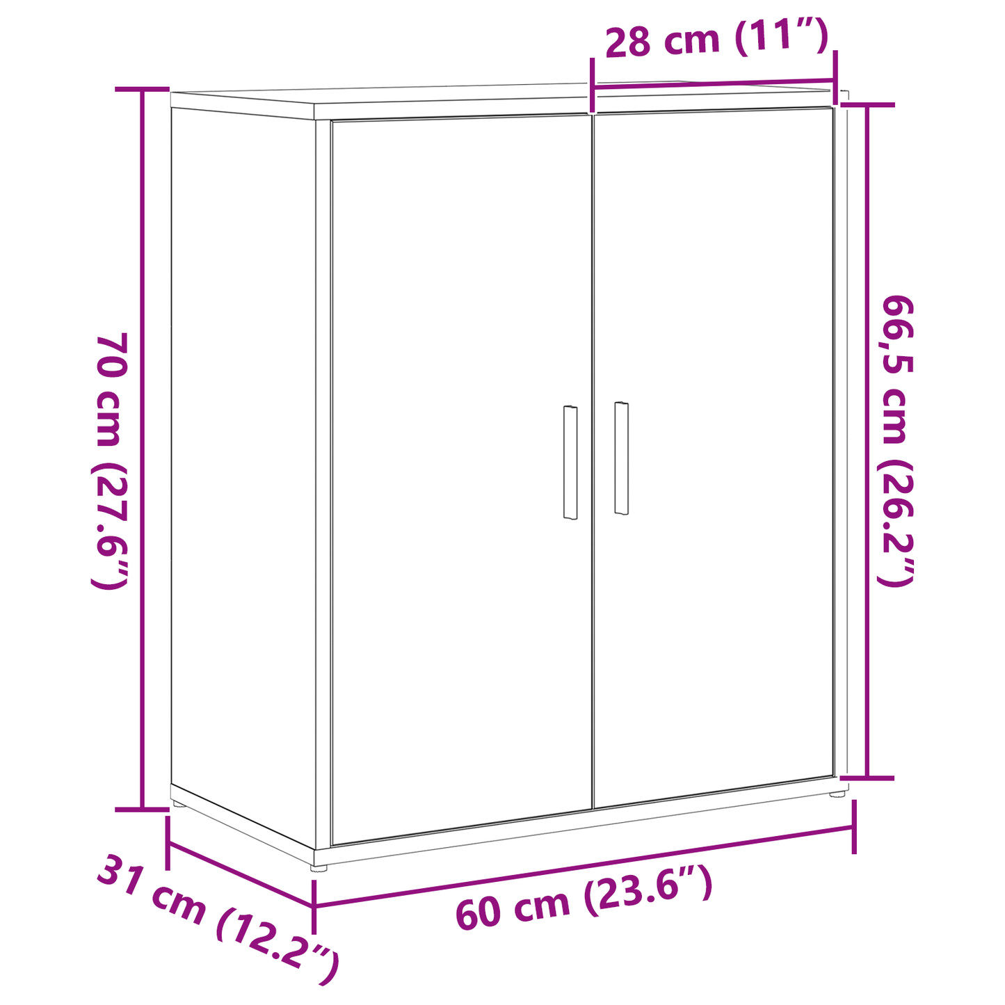 Sideboard 2 pcs Black Oak 60 x 31 x 70 cm Engineered Wood