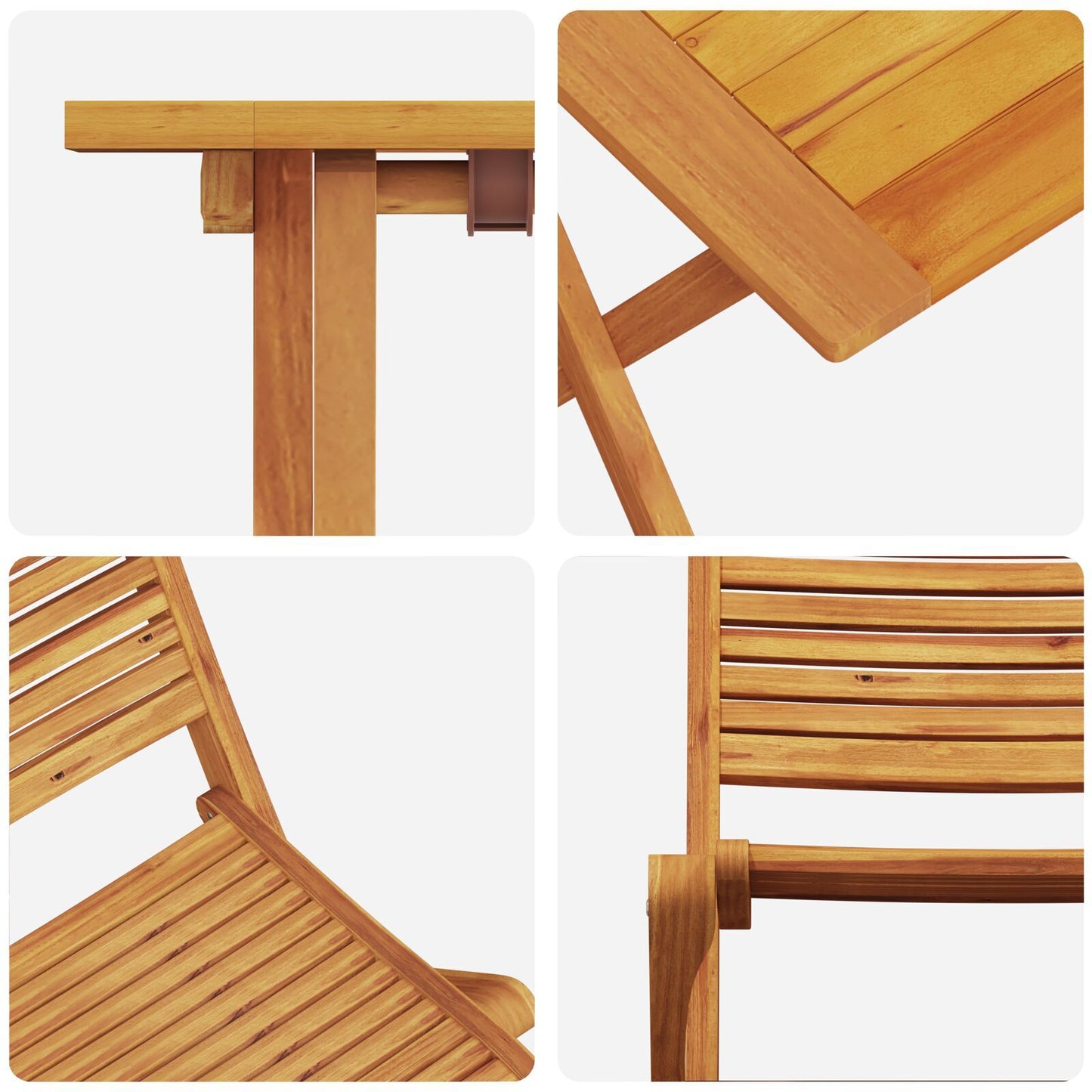 Folding Bistro Set Folding 3 pcs Brown Solid acacia wood