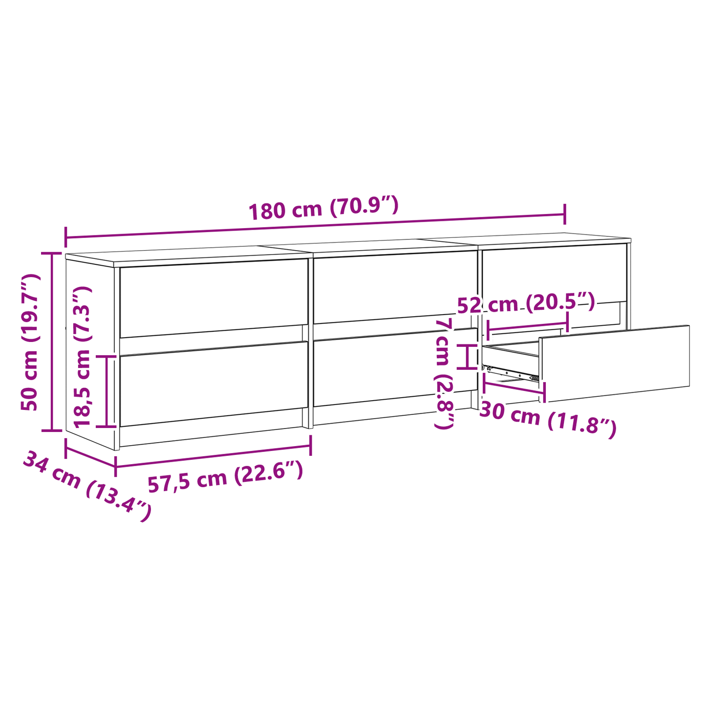 TV Cabinet Old Wood 180 x 34 x 50 cm Engineered Wood