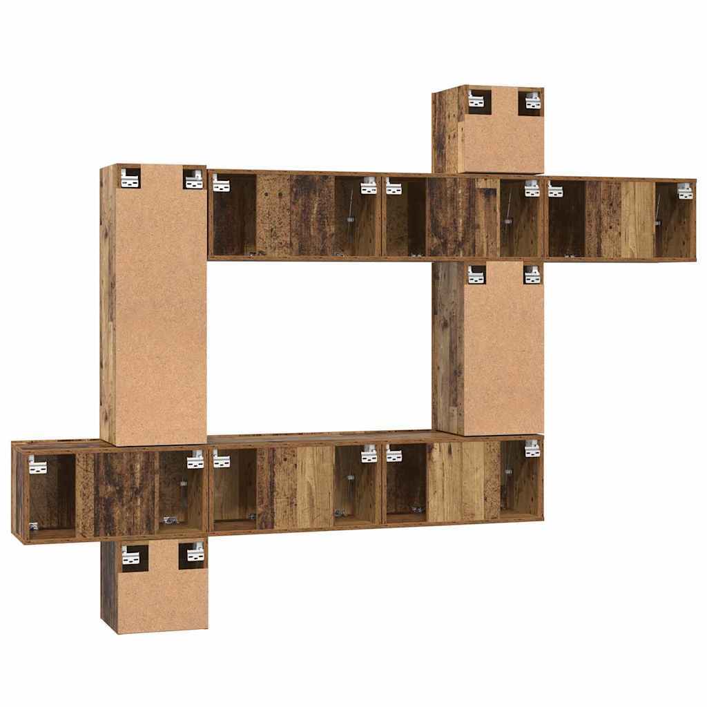 TV Cabinet Set Wall-mounted 10 pcs Old wood 30.5 x 30 x 90 cm