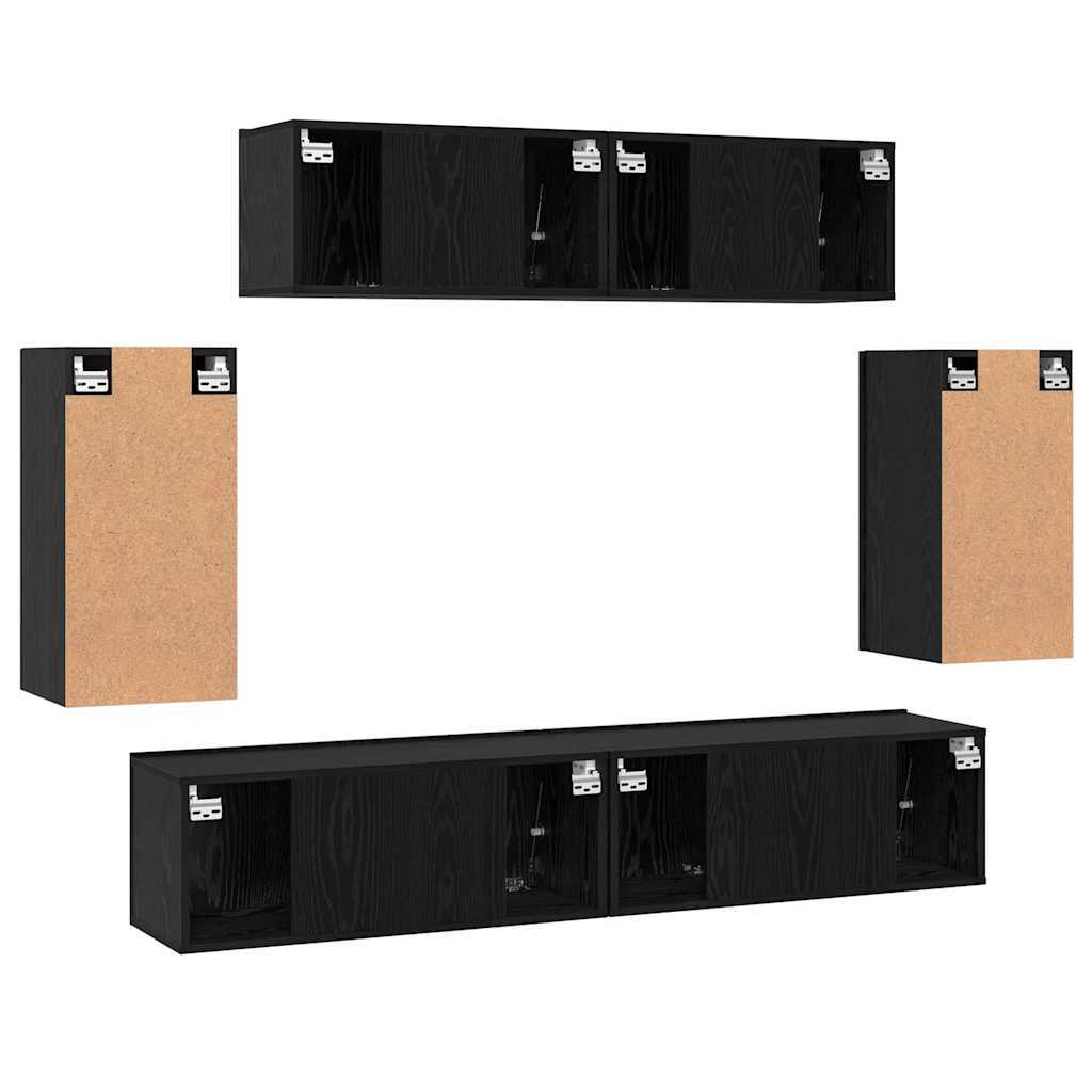 TV Cabinet Set 6 pcs Black oak 80 x 30 x 30 cm Engineered wood