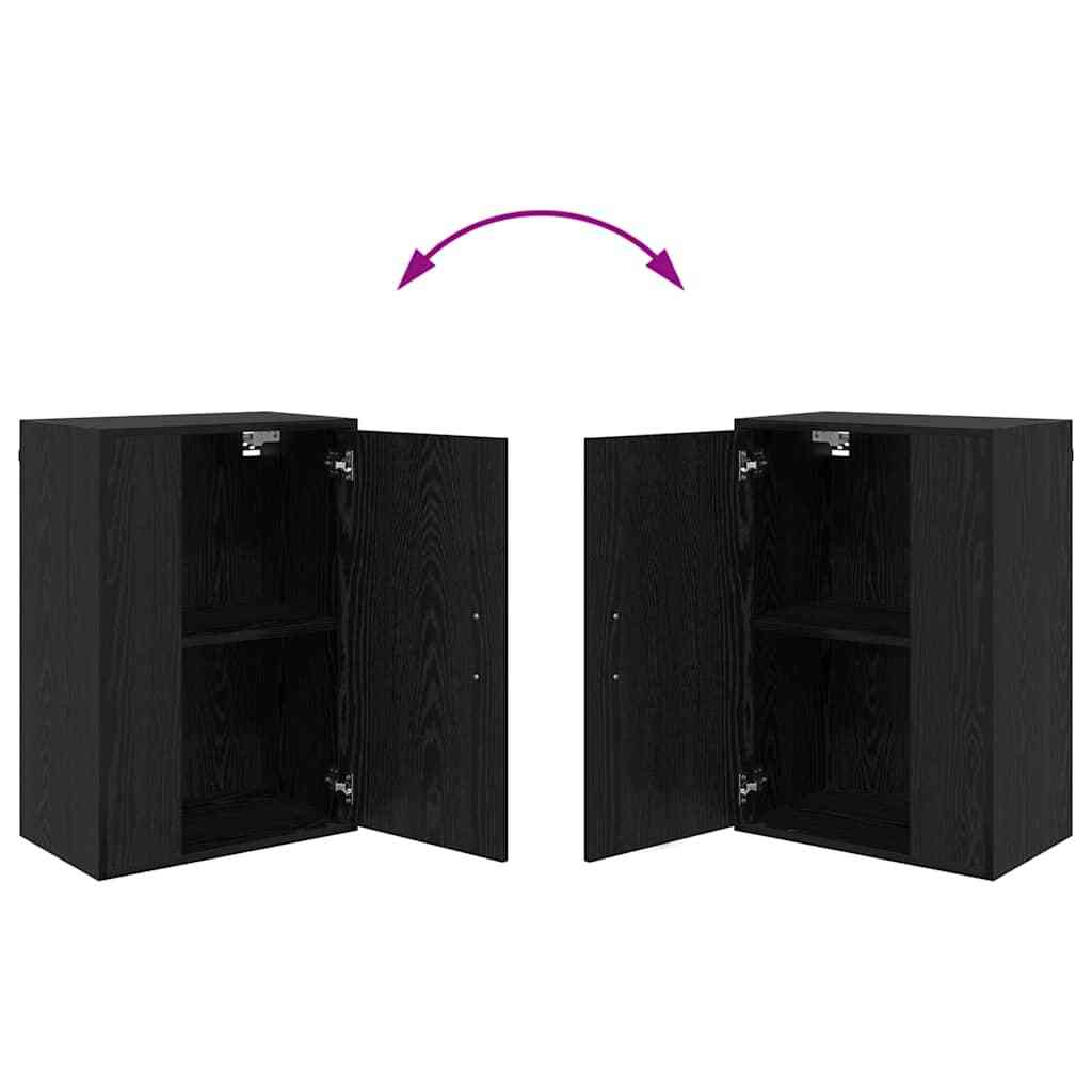 4 Piece TV Cabinet Set Wall-mounted Black oak Engineered wood