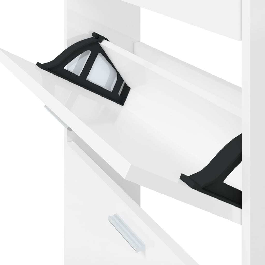 Shoe Cabinet High Gloss White 59x17x108 cm Engineered Wood