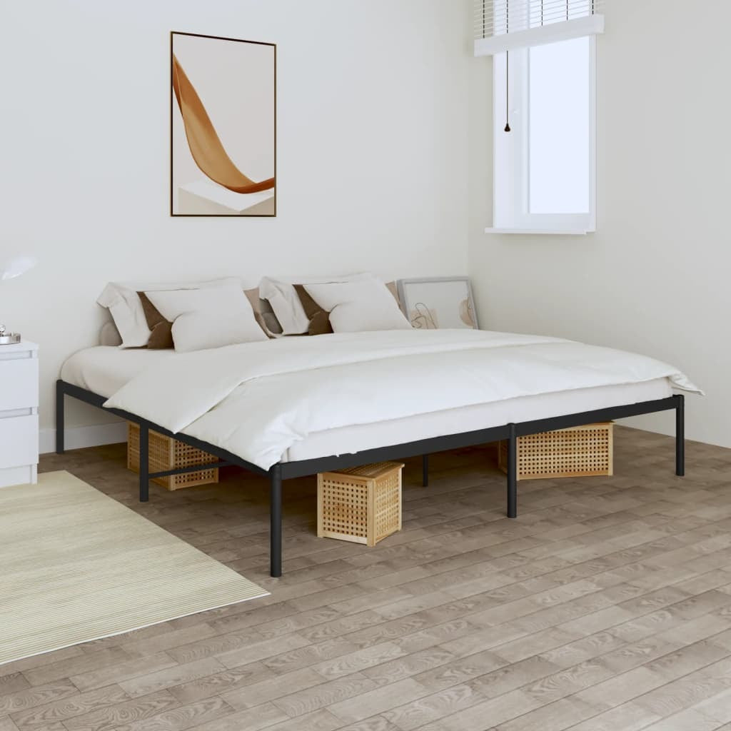 Metal Bed Frame without Mattress Black 200x200cm