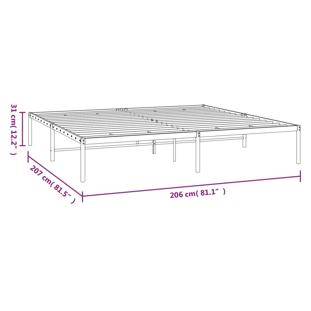 Metal Bed Frame without Mattress Black 200x200cm