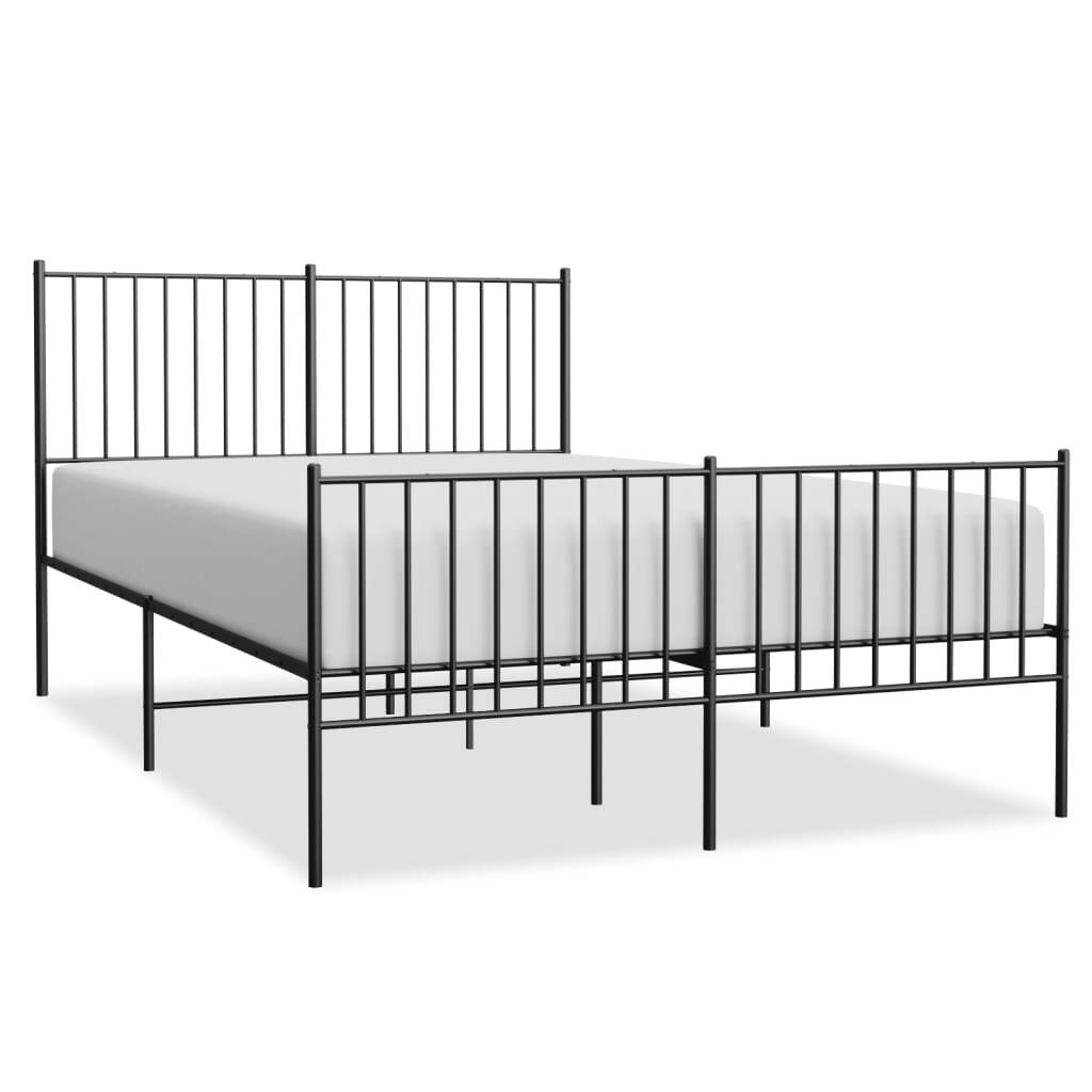 Metal Bed Frame without Mattress with Footboard Black 135x190cm