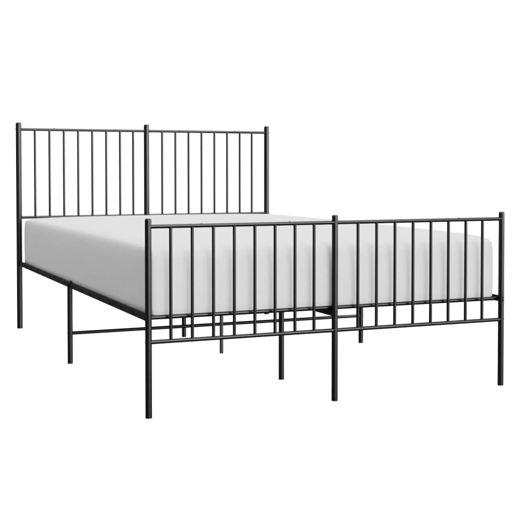 Metal Bed Frame without Mattress with Footboard Black 135x190cm
