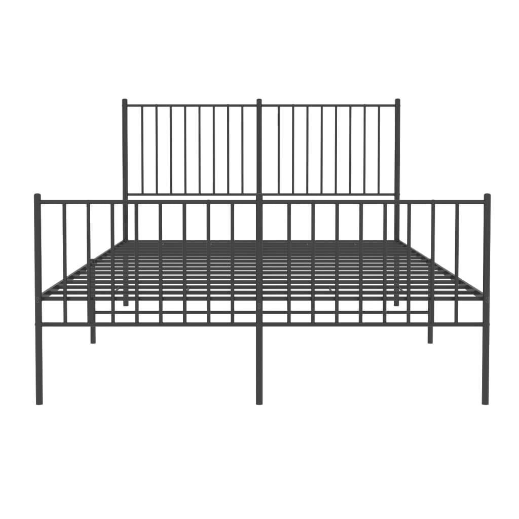 Metal Bed Frame without Mattress with Footboard Black 135x190cm