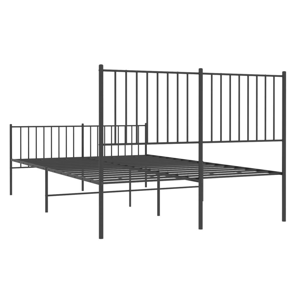 Metal Bed Frame without Mattress with Footboard Black 135x190cm