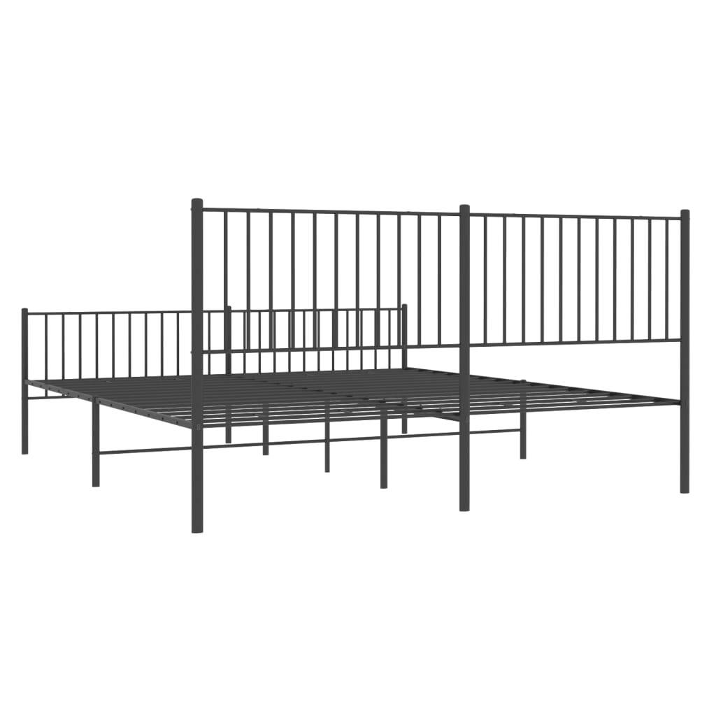 Metal Bed Frame without Mattress with Footboard Black 183x213cm