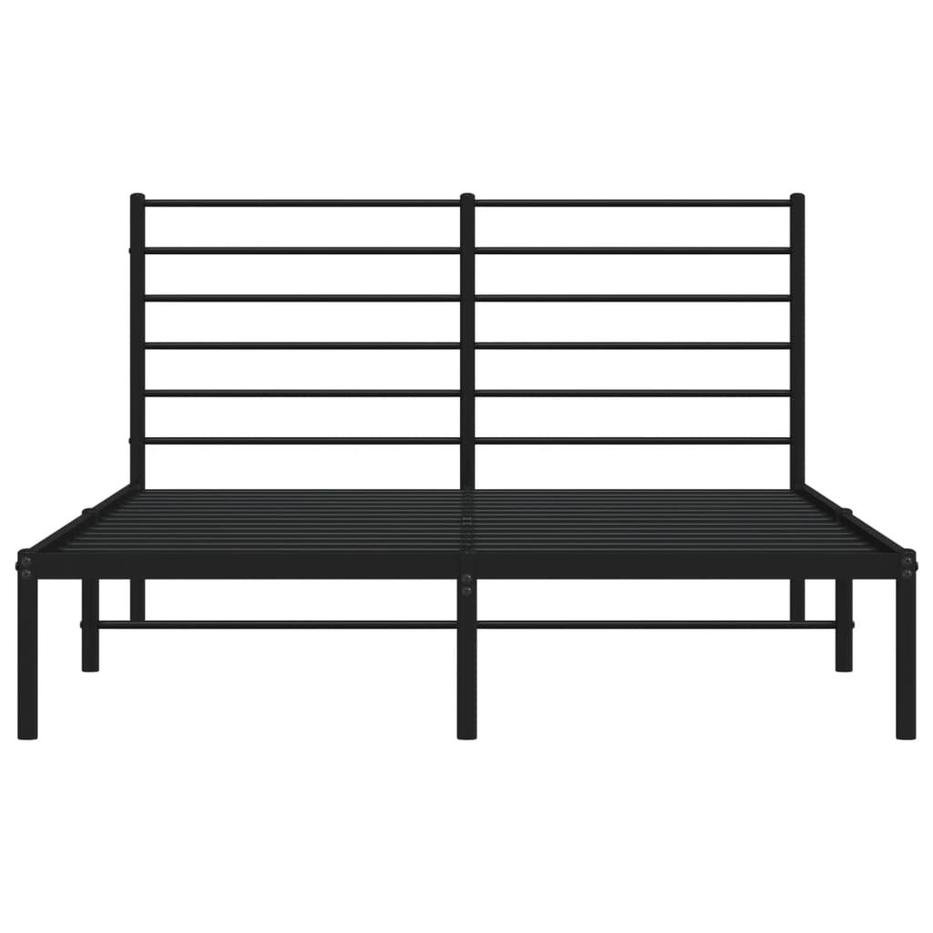 Metal Bed Frame without Mattress with Headboard Black 135x190cm