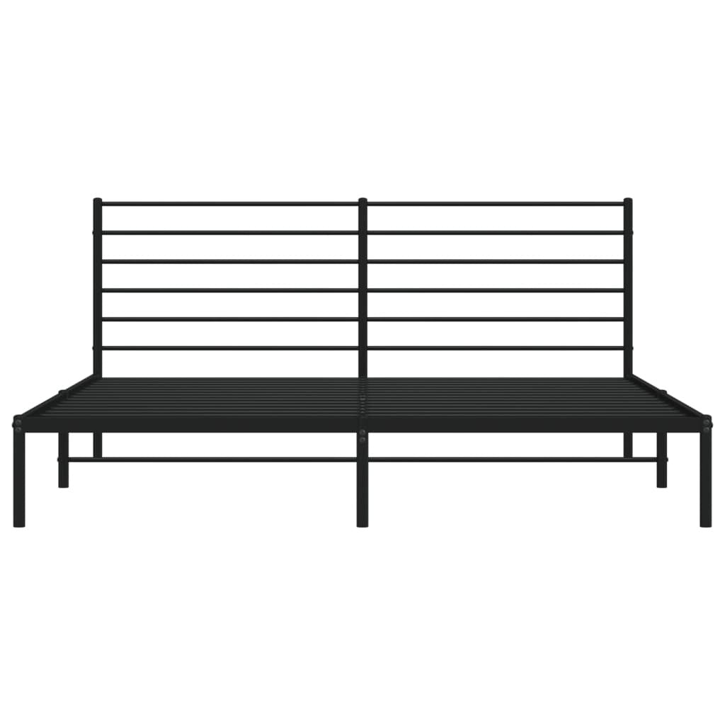 Metal Bed Frame without Mattress with Headboard Black 180x200cm