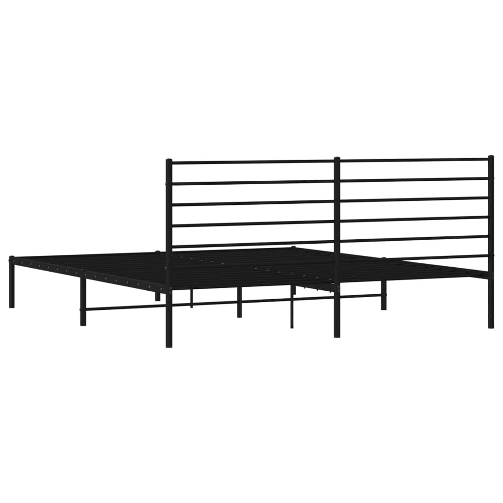 Metal Bed Frame without Mattress with Headboard Black 180x200cm