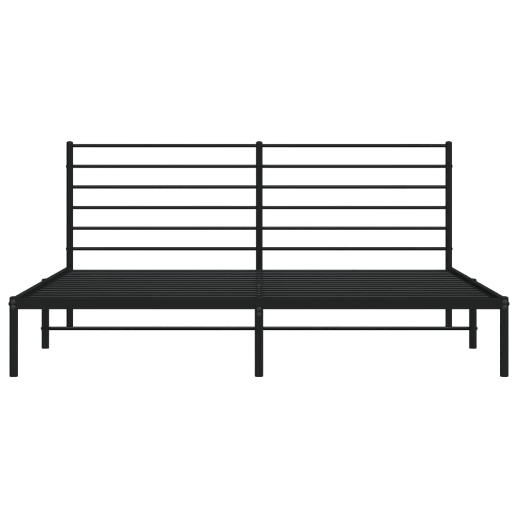 Metal Bed Frame without Mattress with Headboard Black 200x200cm