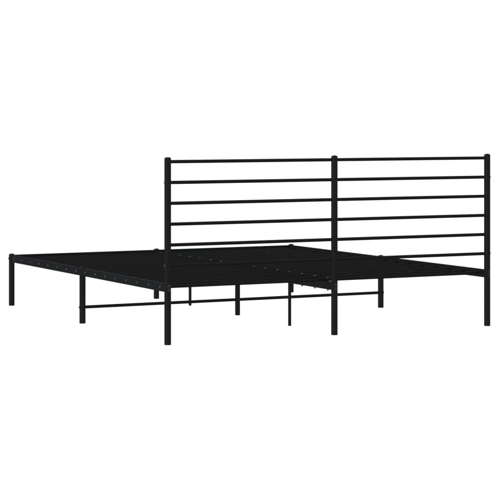 Metal Bed Frame without Mattress with Headboard Black 200x200cm