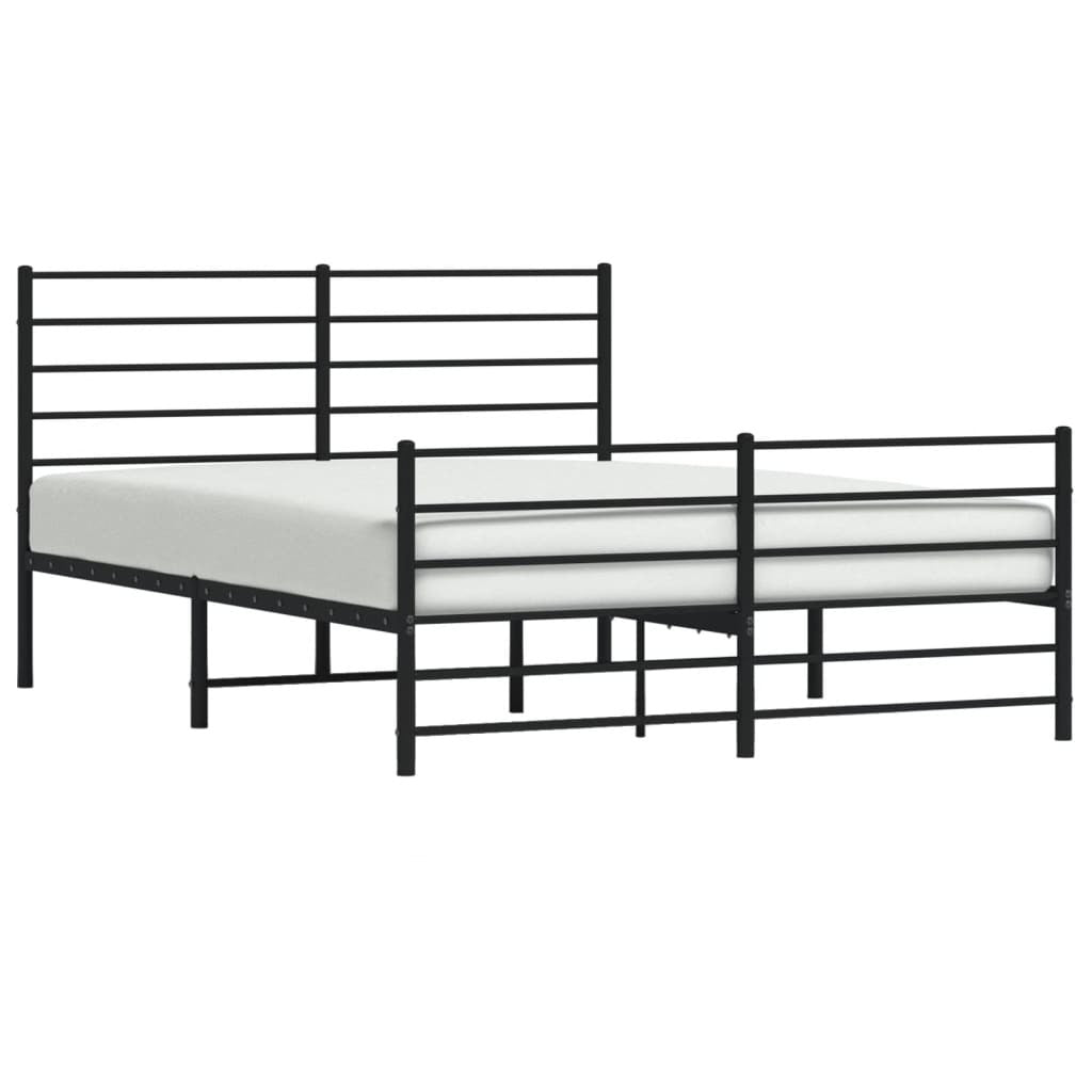 Metal Bed Frame without Mattress with Footboard Black 135x190cm