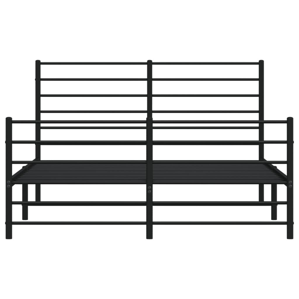 Metal Bed Frame without Mattress with Footboard Black 135x190cm
