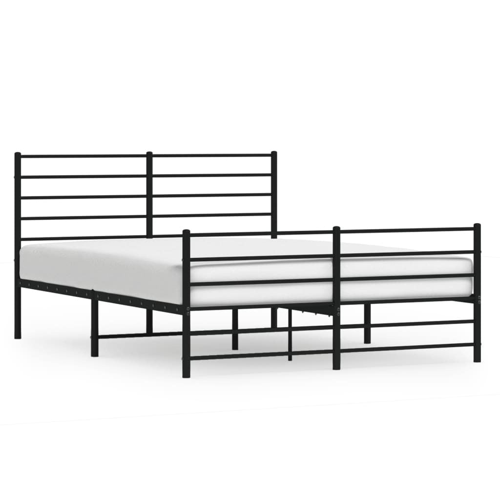 Metal Bed Frame without Mattress with Footboard Black 140x200cm