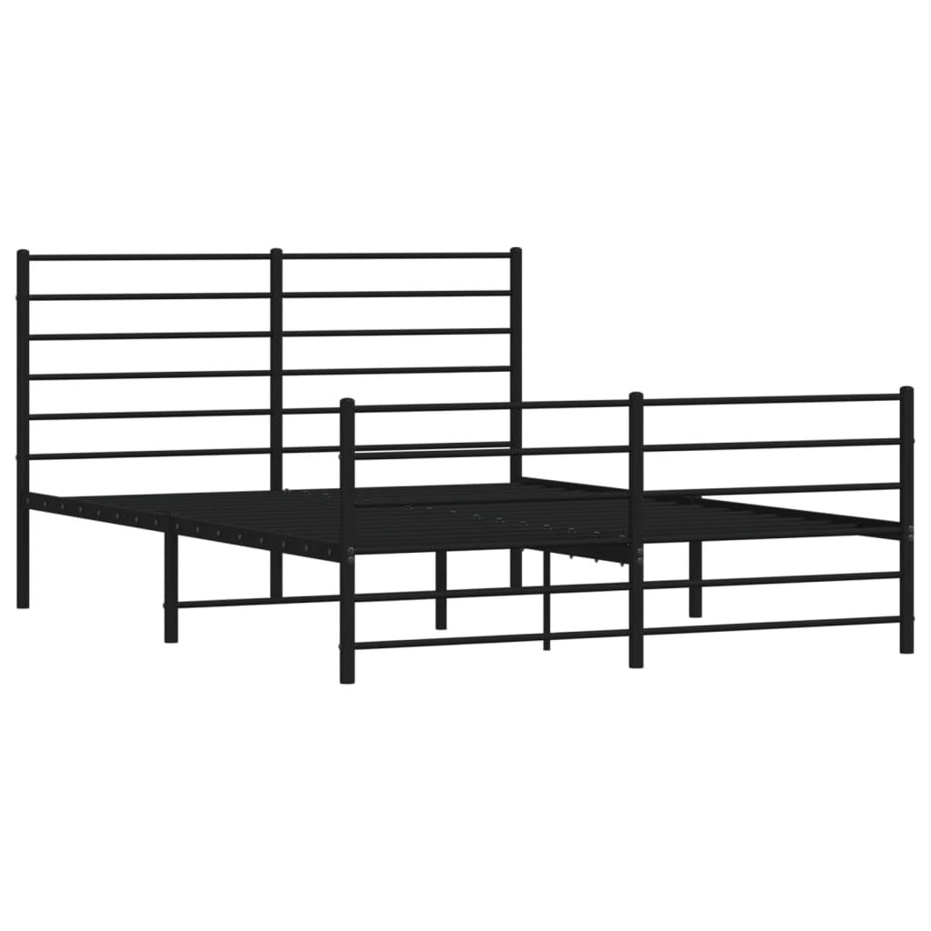 Metal Bed Frame without Mattress with Footboard Black 140x200cm