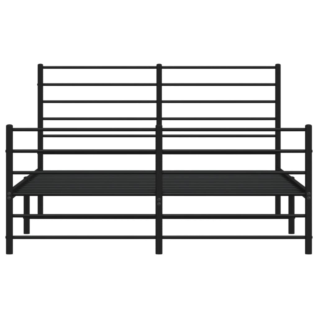 Metal Bed Frame without Mattress with Footboard Black 140x200cm