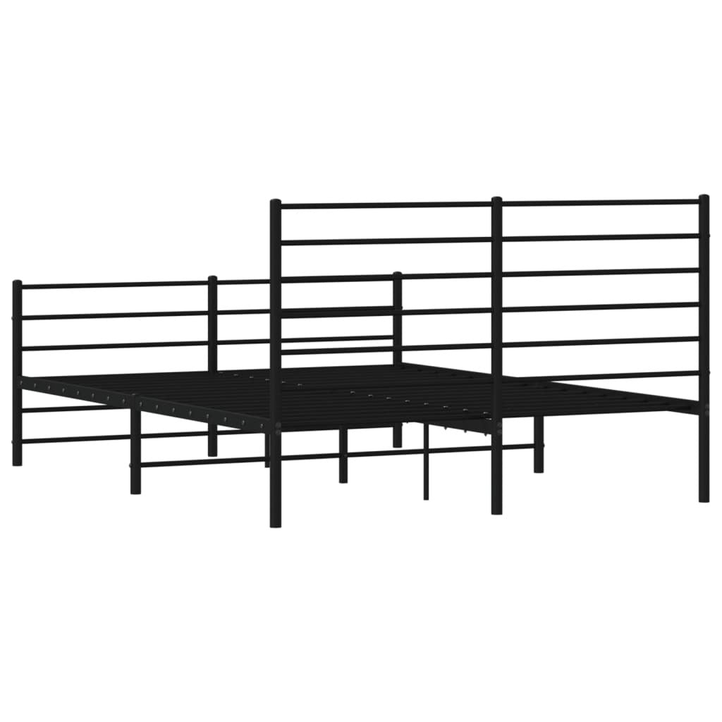 Metal Bed Frame without Mattress with Footboard Black 140x200cm