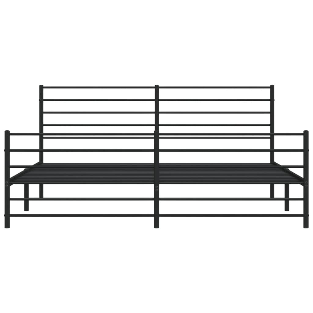 Metal Bed Frame without Mattress with Footboard Black 193x203cm