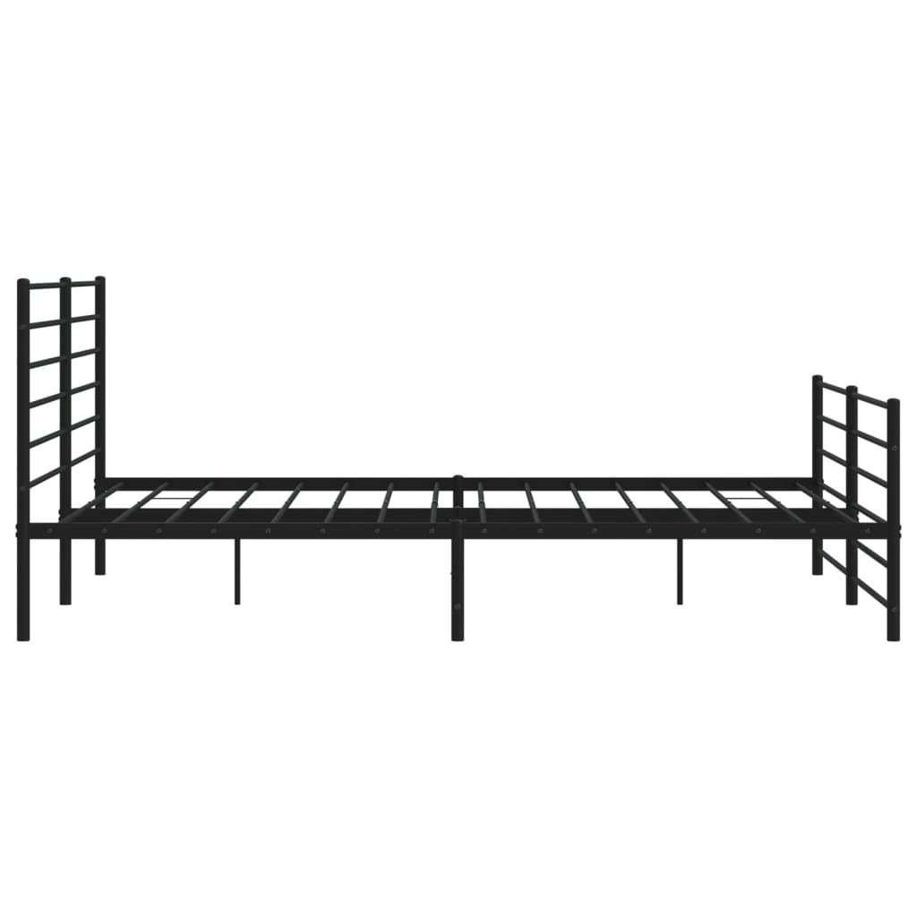 Metal Bed Frame without Mattress with Footboard Black 193x203cm
