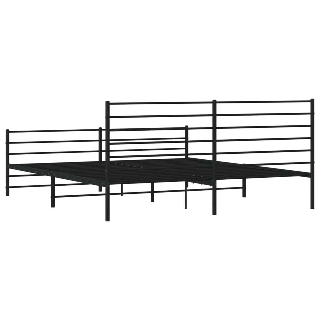 Metal Bed Frame without Mattress with Footboard Black 193x203cm