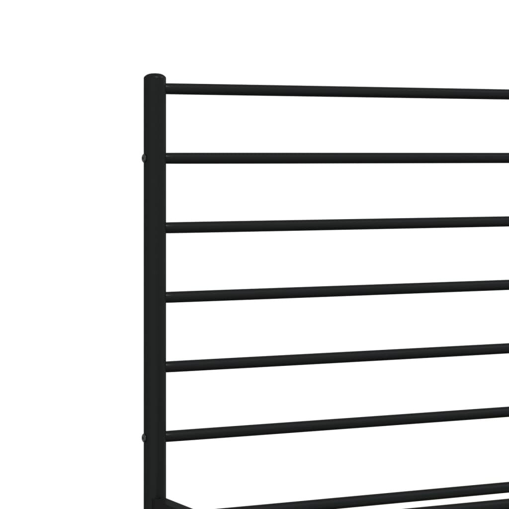 Metal Bed Frame without Mattress with Footboard Black 193x203cm