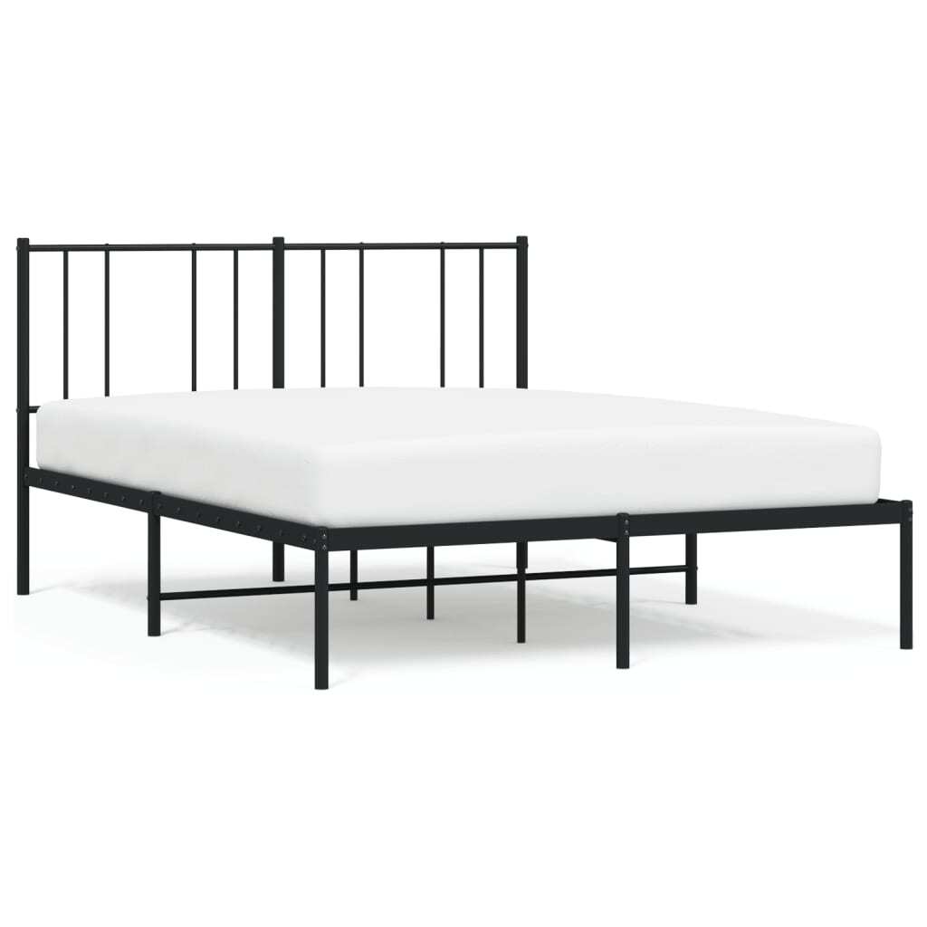 Metal Bed Frame without Mattress with Headboard Black 120x190cm