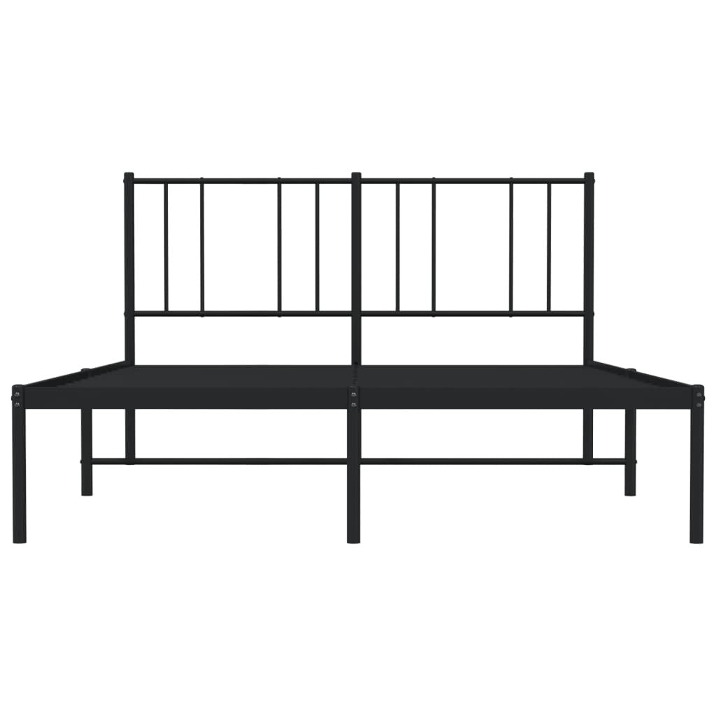 Metal Bed Frame without Mattress with Headboard Black 120x190cm