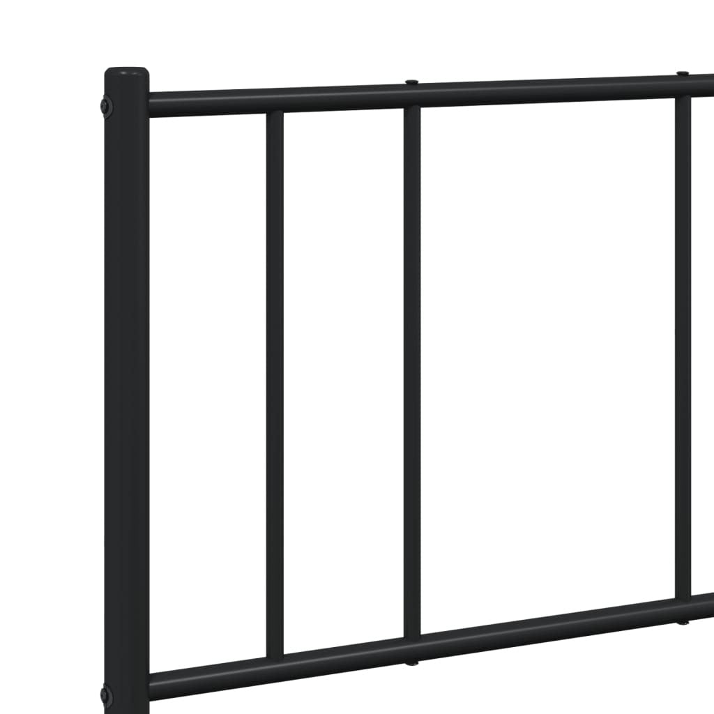 Metal Bed Frame without Mattress with Headboard Black 120x190cm