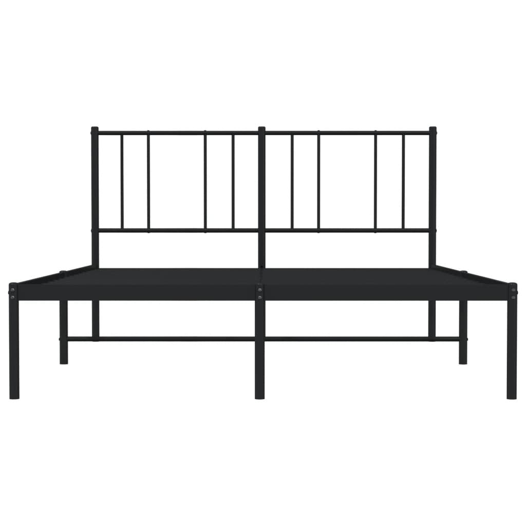 Metal Bed Frame without Mattress with Headboard Black 135x190cm