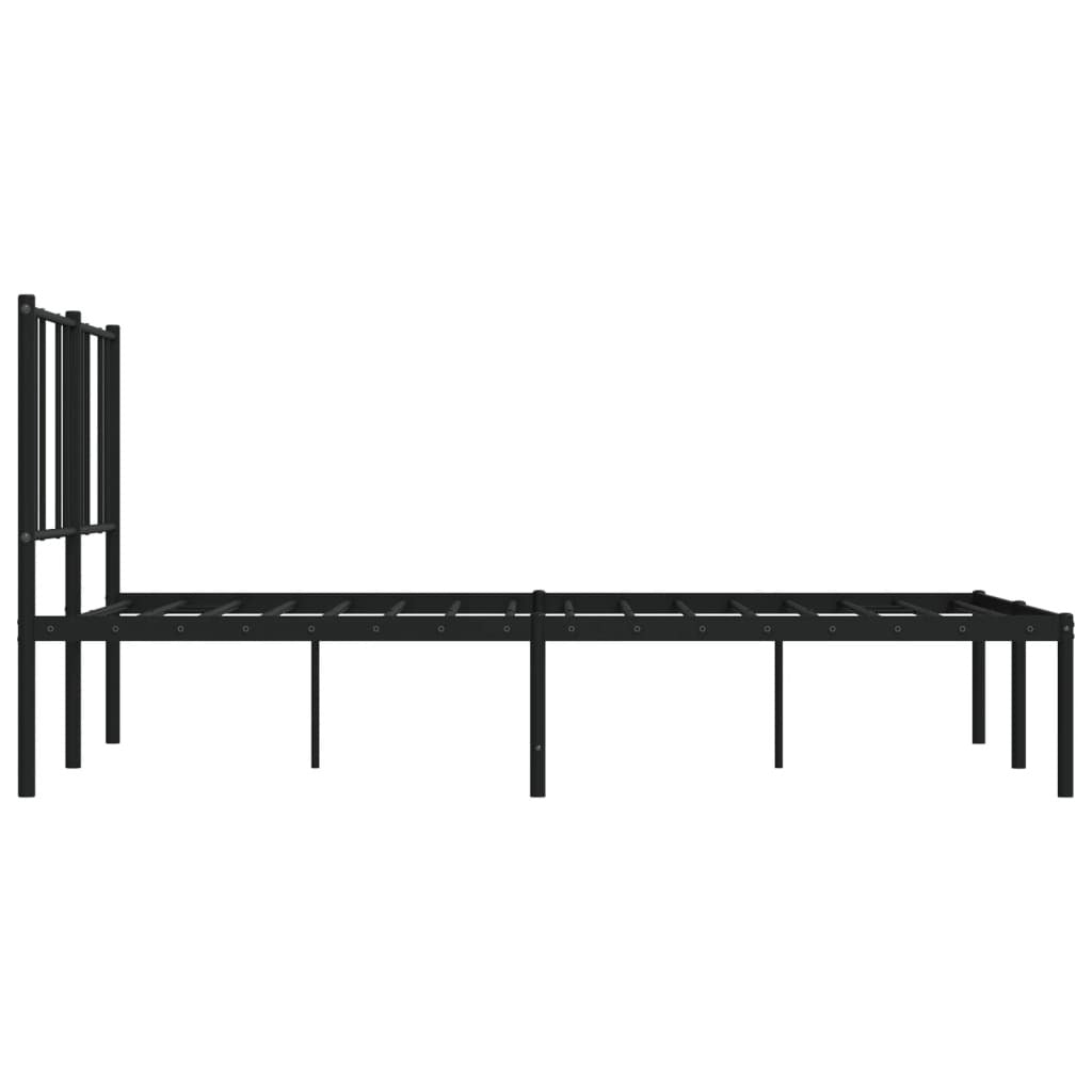 Metal Bed Frame without Mattress with Headboard Black 135x190cm